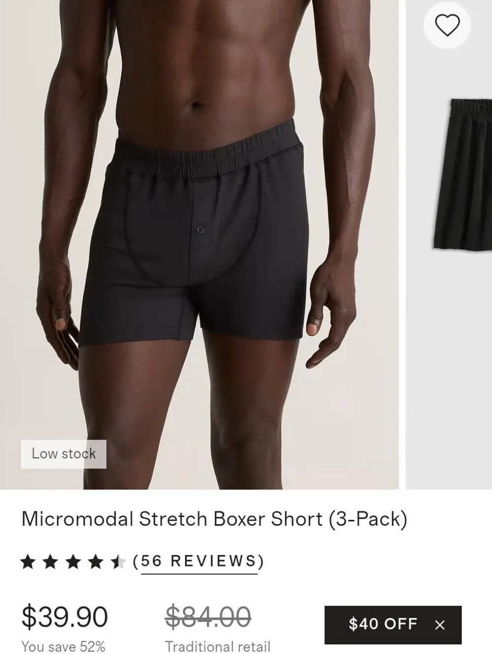 NEW Quince 3-pack Micromodal Stretch Boxer Short Black Size L
